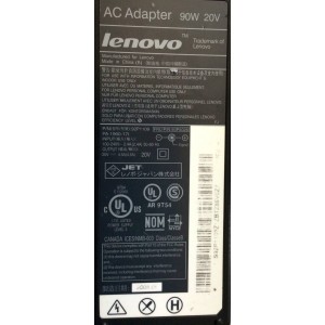 CARGADOR / ADAPTADOR DE FUENTE DE ALIMENTACION LENOVO / NUMERO DE PARTE 92P1109 / PA-1900-171 / 93P5026 / ENTRADA VCA 100-240V~2.4A(2,4A) / 50-60HZ / 90W / 20V / SALIDA VCD 20V⎓4.5A(4,5A)